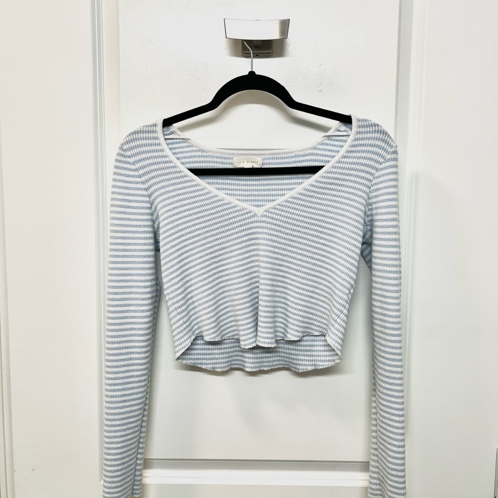 Striped Long Sleeve Crop Top